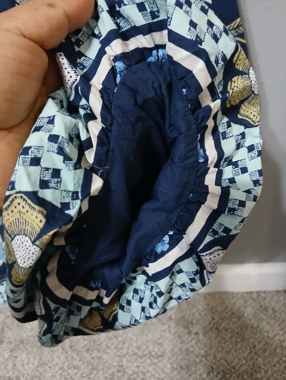 Free People Navy Floral Wide-Leg‎ Smocked Jumpsuit
